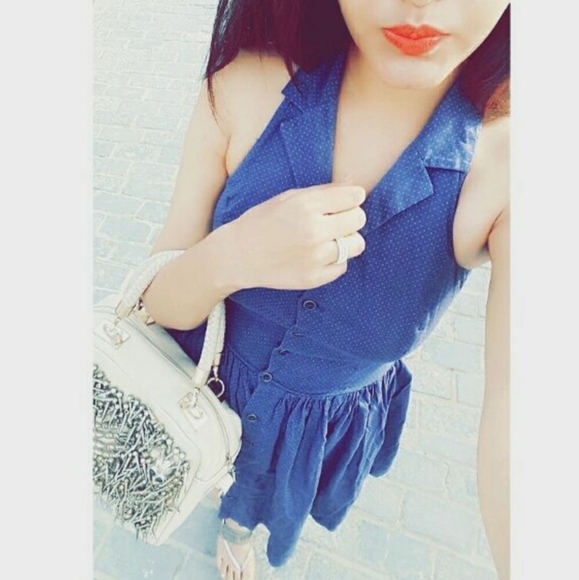 Blue backless dress - Picture 5 of 8